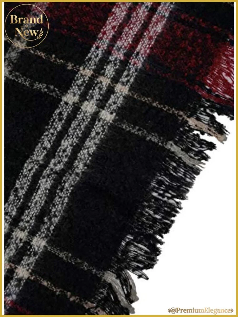 Buffalo Plaid Poncho Open Front Shawl Wrap Cape Fringe Tassel